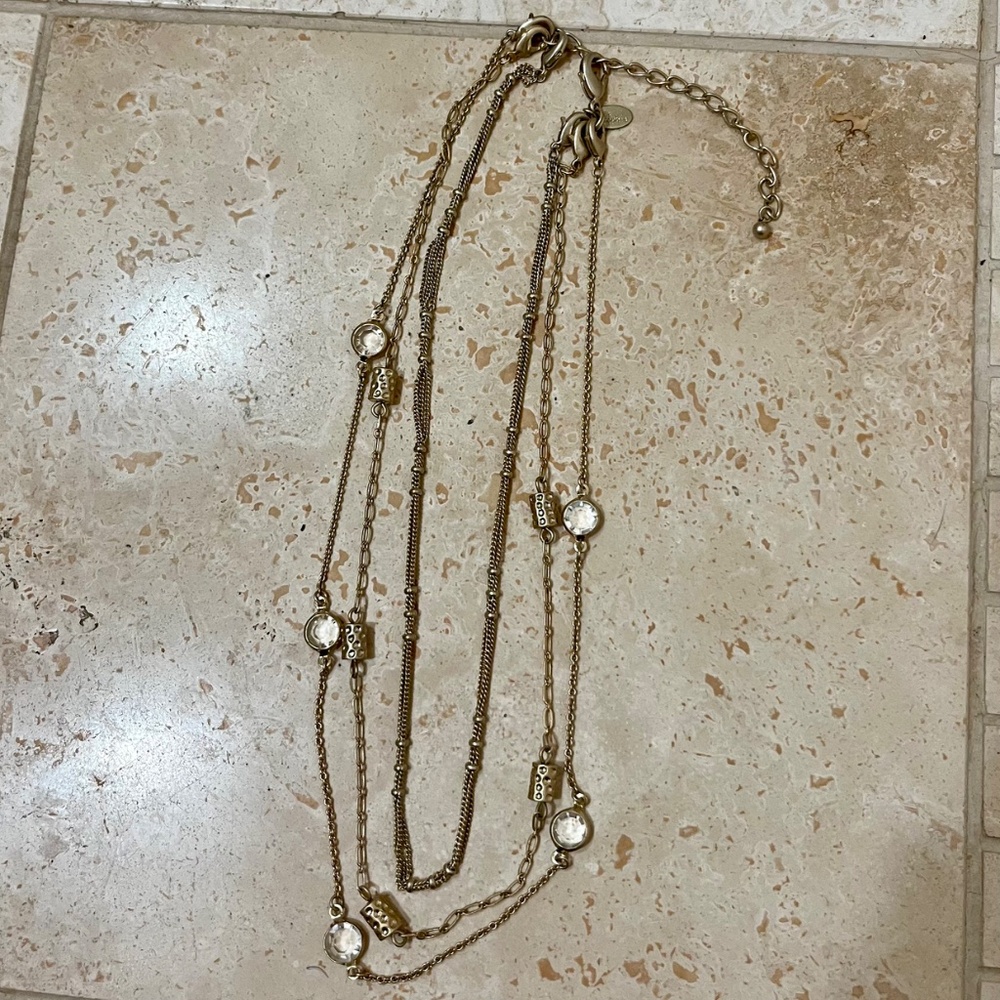 Lia Sophia Three Strand Multi Way Necklace Gold Tone - Picture 2 of 7